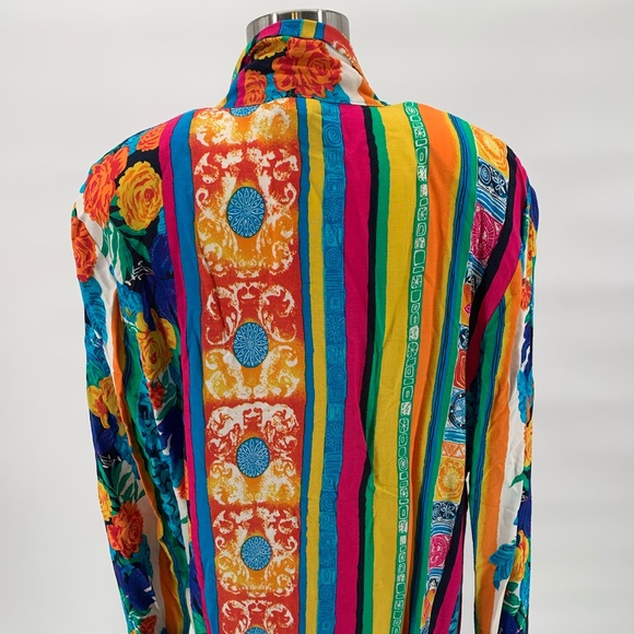 Vtg 1980s Oversized Neon Colorful Blazer Floral 16 - Picture 5 of 7